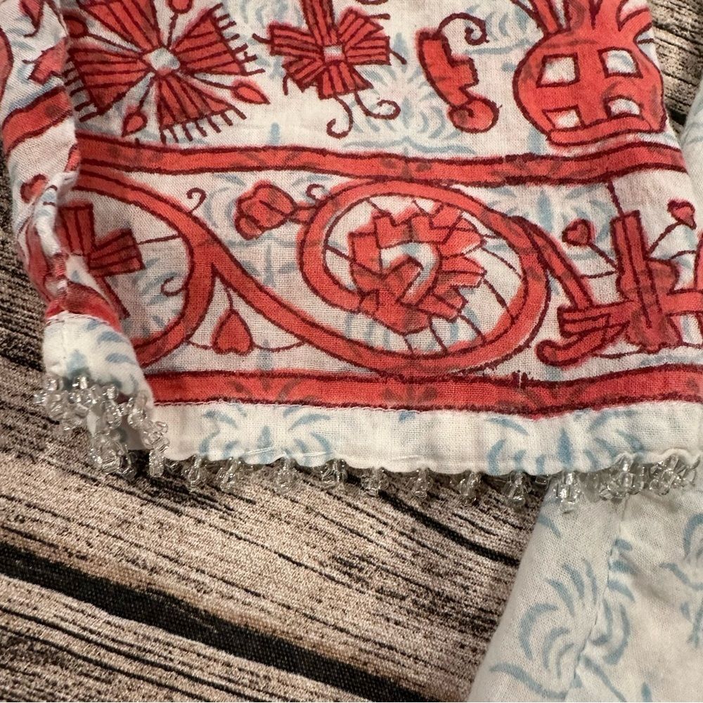 Roberta Roller Rabbit Cotton Blouse With Beaded Edge Size S/M - Picture 6 of 11